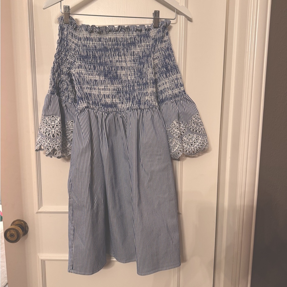 Ted Baker Size 1 Blue Stripe with Lace eyelet sleeves